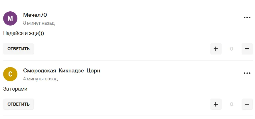 Коментарі уболівальників. Джерело: sports.ru